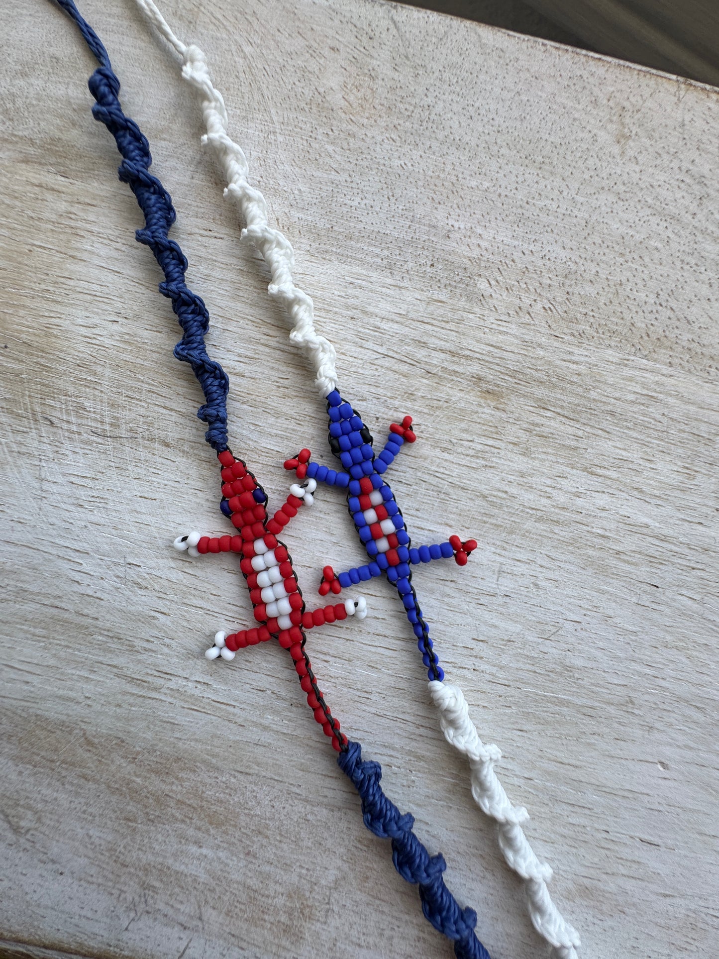Red White + Blue Lizard Bracelet Sliding Knot